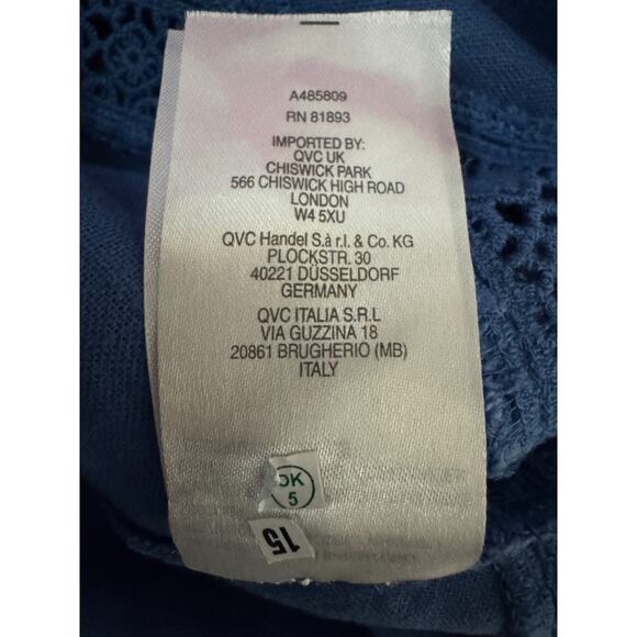 Isaac Mizrahi Live! Bridgehampton Linen Tunic w/ Lace Trim Blue XS NWOT - Picture 14 of 14